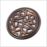 Metal Shank Back Button - 24L/15mm - Antique Brass Curling Vines Open Framework