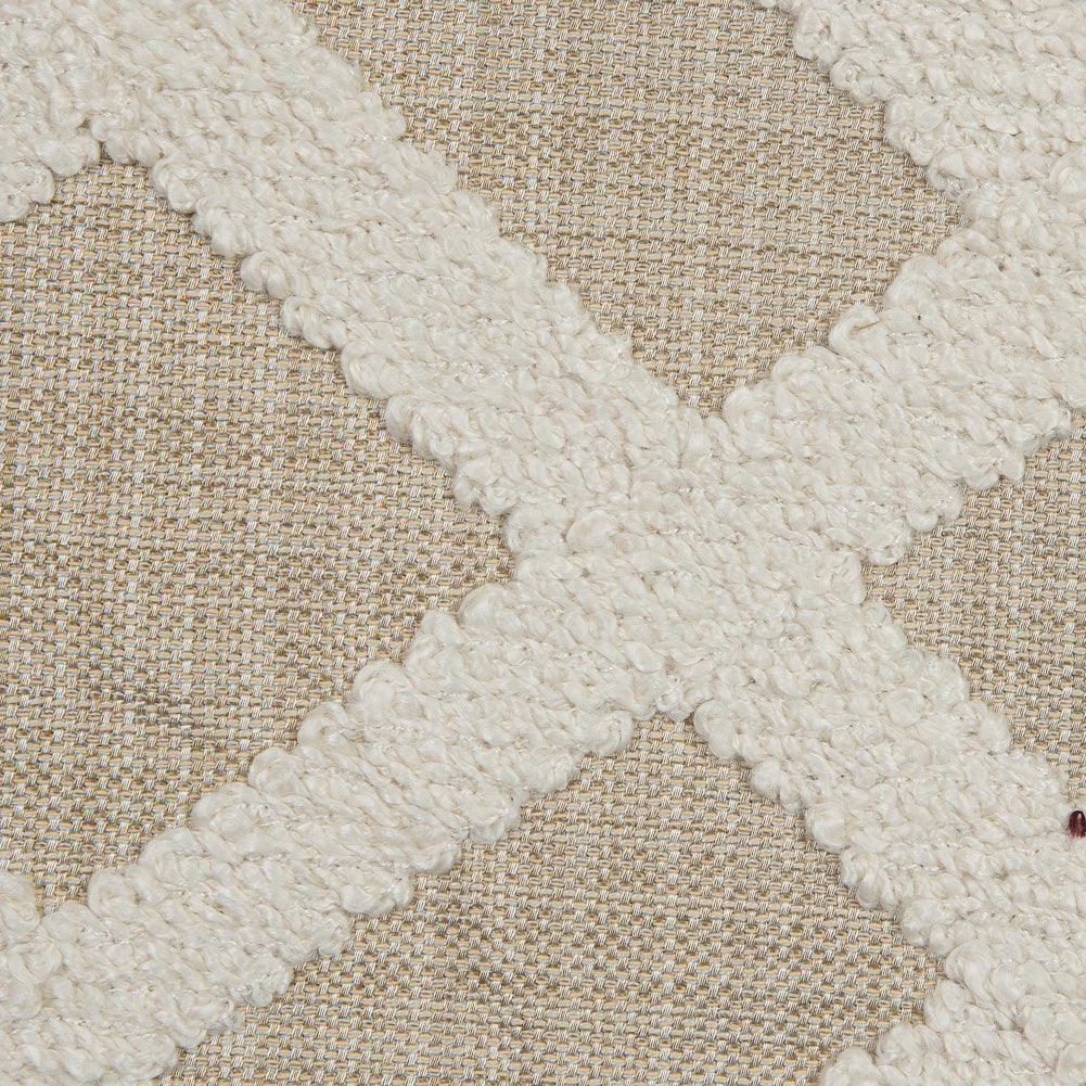 Natural Polyester Woven with a Geometric Faux-Chenille Design