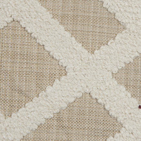 Natural Polyester Woven with a Geometric Faux-Chenille Design