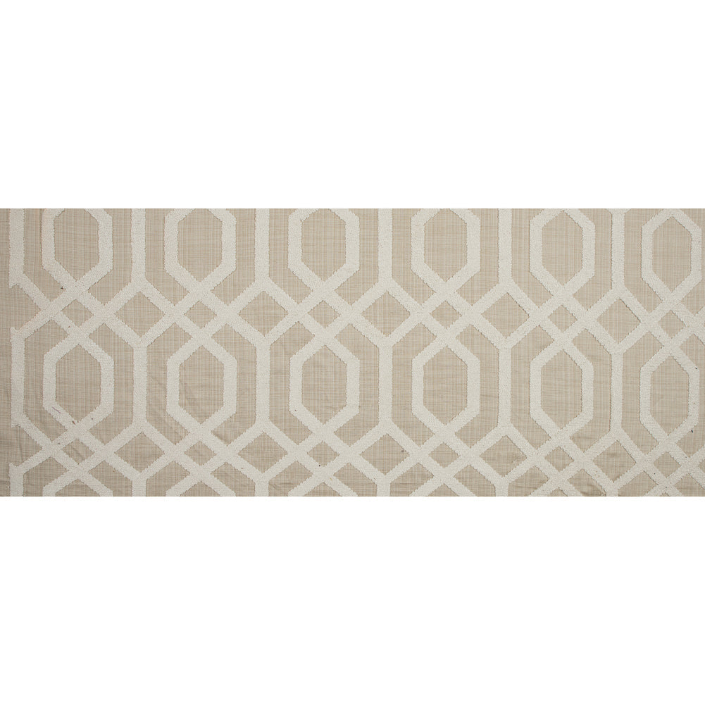Natural Polyester Woven with a Geometric Faux-Chenille Design