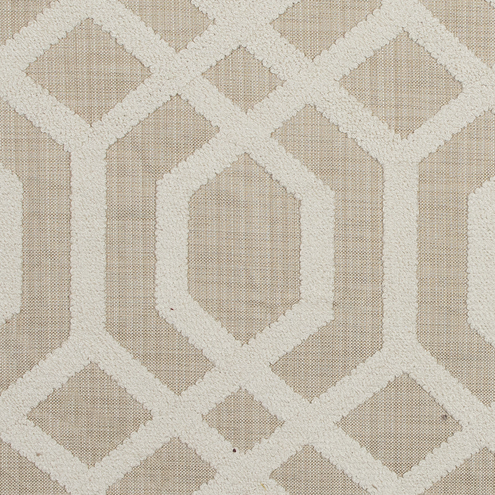Natural Polyester Woven with a Geometric Faux-Chenille Design
