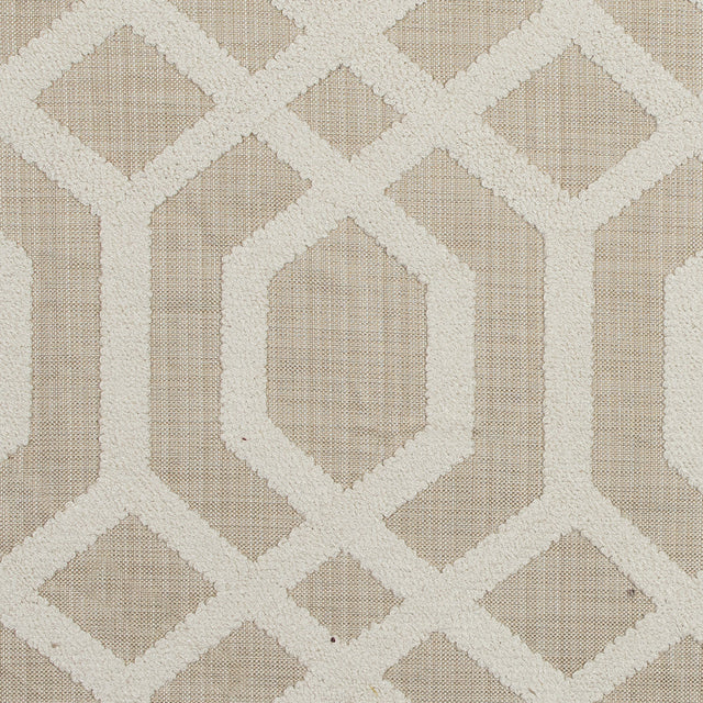 Natural Polyester Woven with a Geometric Faux-Chenille Design