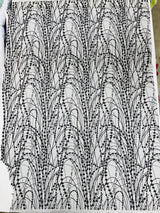 Galaxy Glitter Design Mesh Lace Polyester Fabric - Glitter Galaxy Pattern, 52-54" Width (1 Yard)