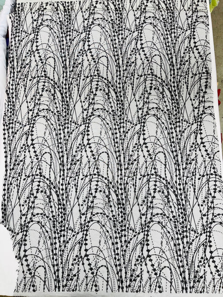 Galaxy Glitter Design Mesh Lace Polyester Fabric - Glitter Galaxy Pattern, 52-54" Width (1 Yard)