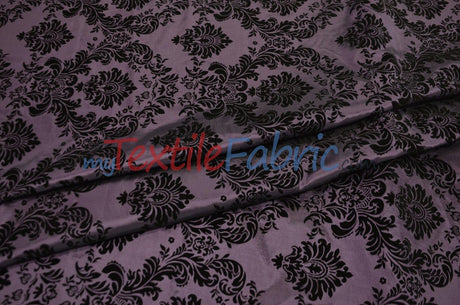 Damask Flocking Taffeta Fabric - Flocking Velvet Damask, 58/60" Width (1 Yard)