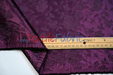 Satin Flower Brocade Polyester Fabric - Tone On Tone Embossed Floral, 58/60" Width (1 Yard)