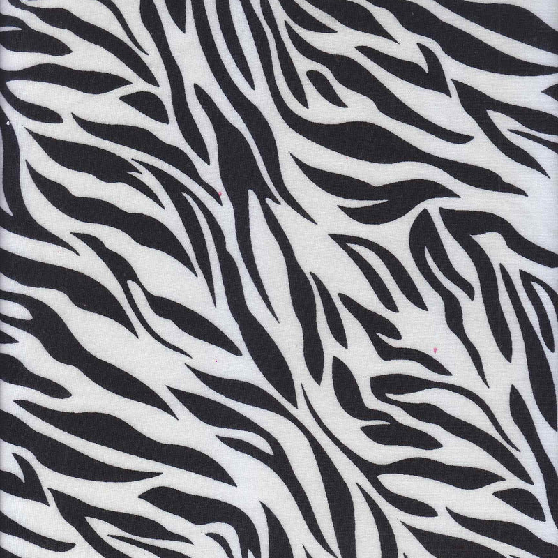 French Terry Zebra Print Knit Fabric 1 Yard Black & White Soft Stretch 58/60" Wide