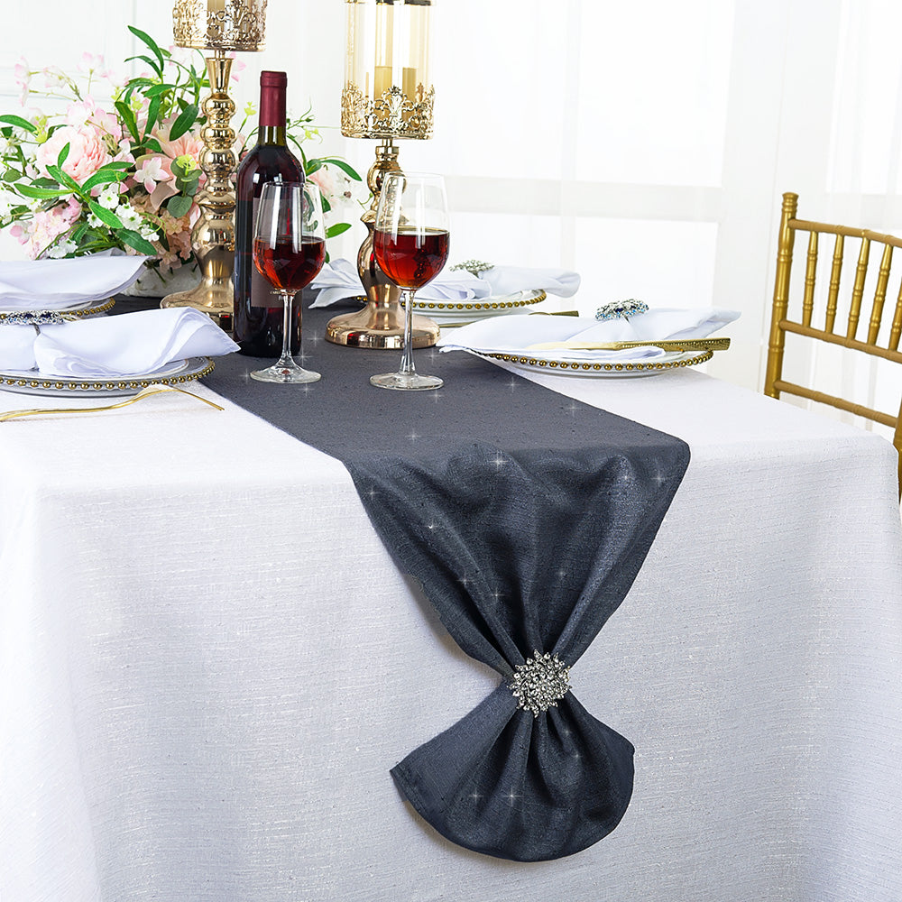 Sequin Table Runner 13x108 Pewter/Charcoal
