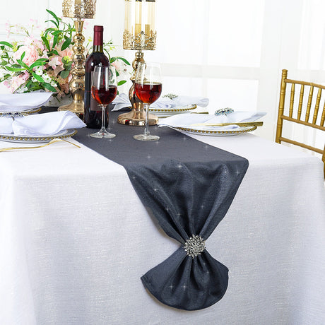 Sequin Table Runner 13x108 Pewter/Charcoal