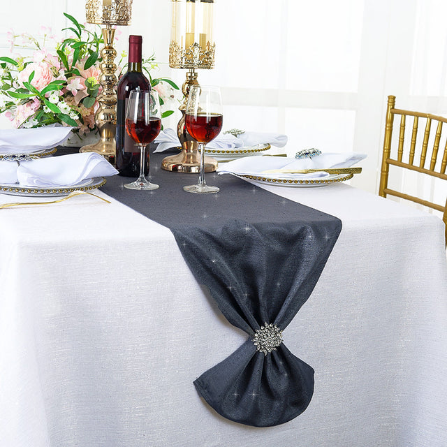 Sequin Table Runner 13x108 Pewter/Charcoal