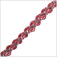0.5" Metallic Silver/Red Braided Trim