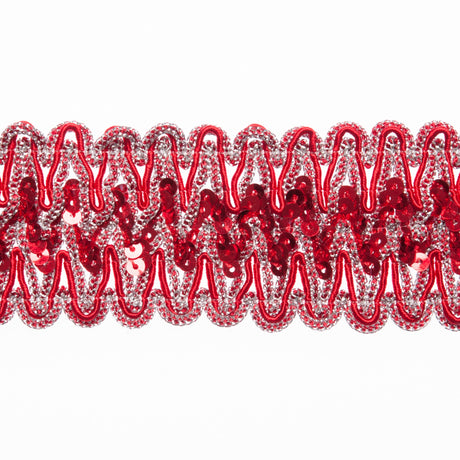 1.75" Metallic Red Sequin Braid Trimming