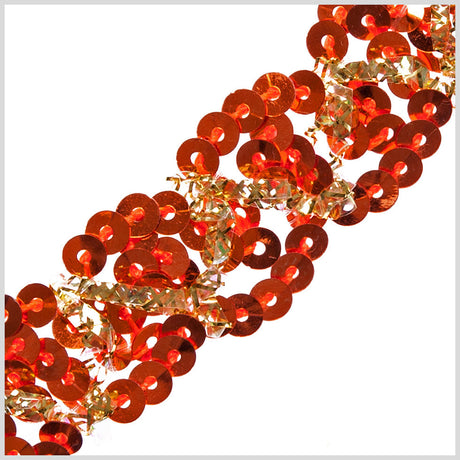 0.5" Gold/Orange Braided Sequin Trim