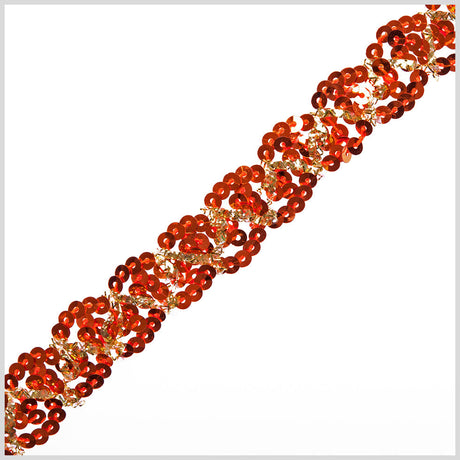 0.5" Gold/Orange Braided Sequin Trim