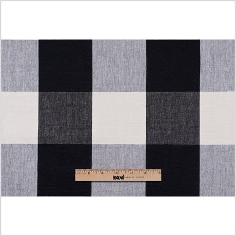 Cream and Black Buffalo Check Cotton Canvas
