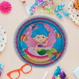 7" Mermaid Party Dessert Plates Underwater-Themed Paper Plates 8 Ct