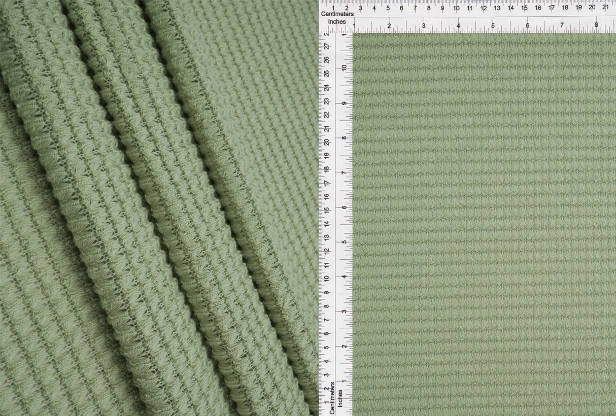 1 Yard Oversize Waffle Solid Knit Fabric 220 GSM, 54/56? Wide Polyester Rayon Spandex Blend