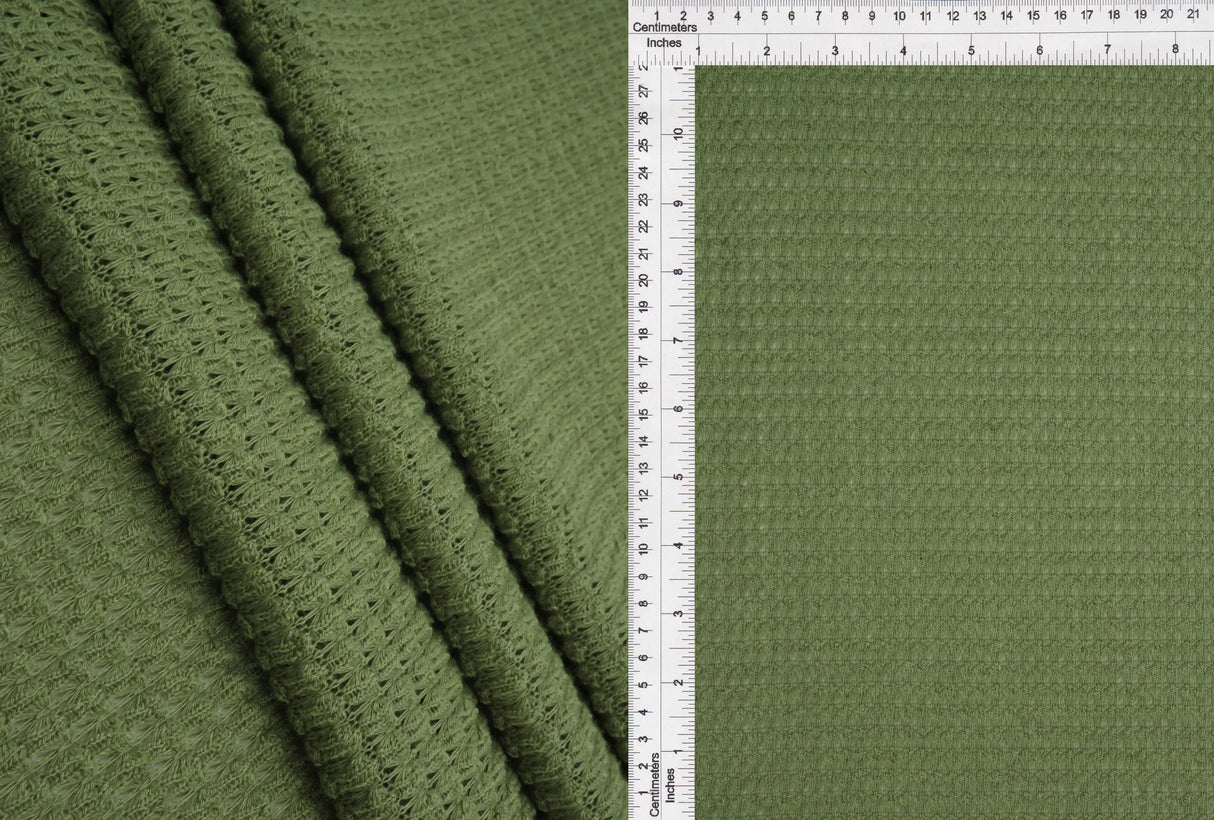 1 Yard Oversize Waffle Solid Knit Fabric 220 GSM, 54/56? Wide Polyester Rayon Spandex Blend