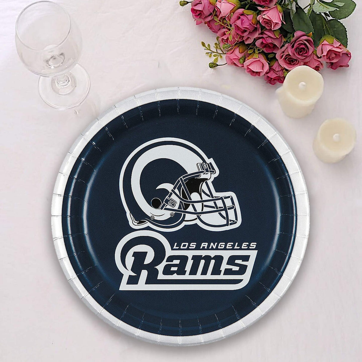 8 Count Los Angeles Rams Football Dessert Plates 7" Game Day Paper Plates