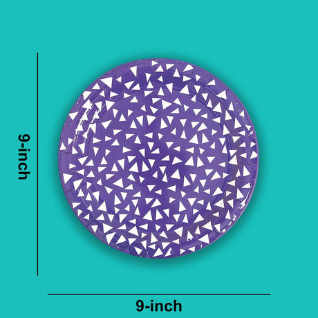 8 Ct. Purple Terrazzo Triangle Print Round Paper Dinner Plates 9"