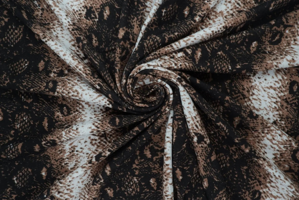1 Yard DTY Brushed Snake Print Knit Fabric Soft Stretch 58/60" Width