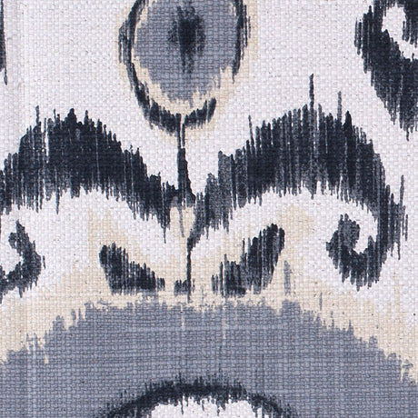 Gray Floral Ikat Cotton-Blend Woven