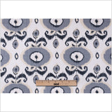 Gray Floral Ikat Cotton-Blend Woven