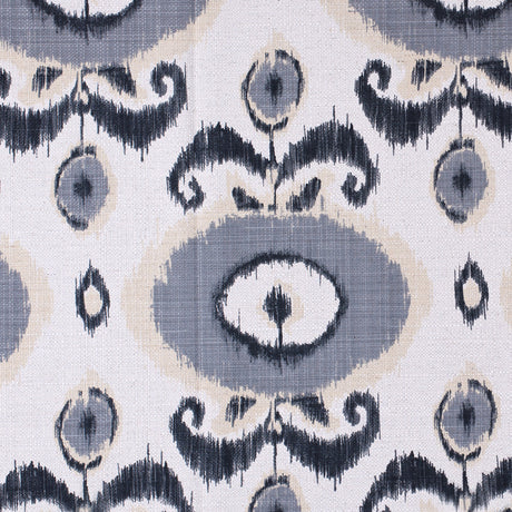 Gray Floral Ikat Cotton-Blend Woven