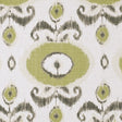 Green Floral Ikat Cotton-Blend Woven