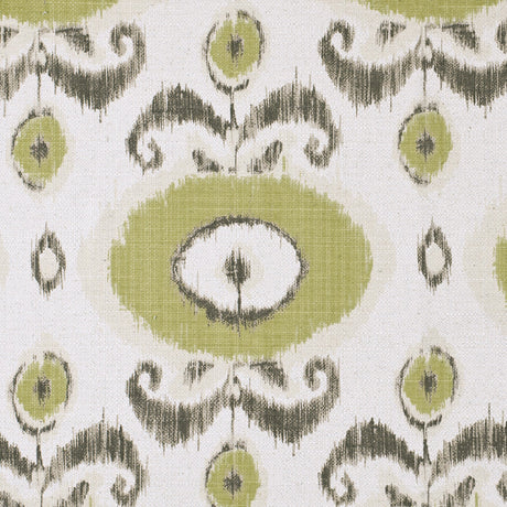 Green Floral Ikat Cotton-Blend Woven