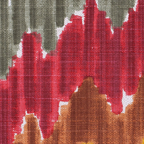 Gray/Red Flamestitch Cotton-Blend Woven