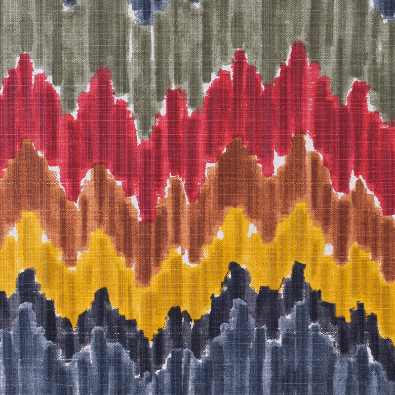 Gray/Red Flamestitch Cotton-Blend Woven