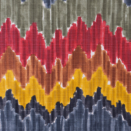 Gray/Red Flamestitch Cotton-Blend Woven