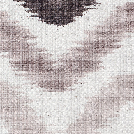 Taupe and Green Zig Zag Ikat Cotton-Blend