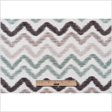 Taupe and Green Zig Zag Ikat Cotton-Blend