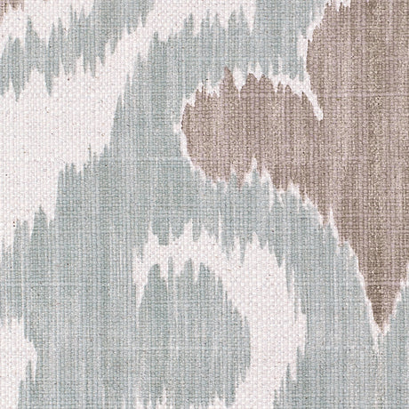 Large Beige and Green Ikat Cotton-Blend Woven