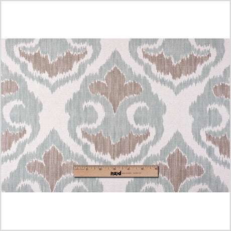 Large Beige and Green Ikat Cotton-Blend Woven