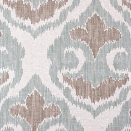 Large Beige and Green Ikat Cotton-Blend Woven