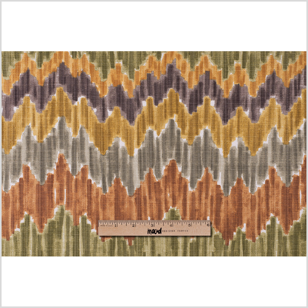 Orange/Green Flamestitch Cotton-Blend Woven