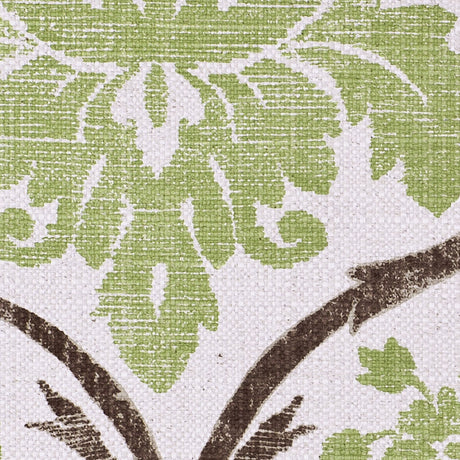 Green/Brown Grand Floral Print Cotton-Blend Woven