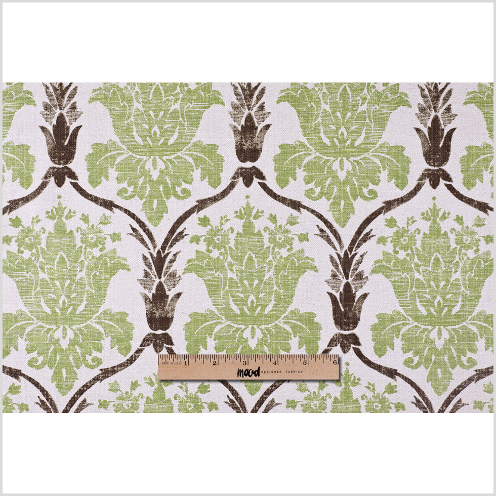 Green/Brown Grand Floral Print Cotton-Blend Woven
