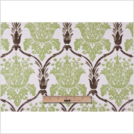 Green/Brown Grand Floral Print Cotton-Blend Woven