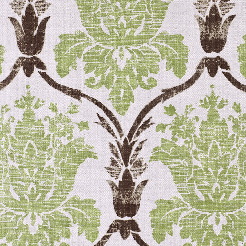Green/Brown Grand Floral Print Cotton-Blend Woven