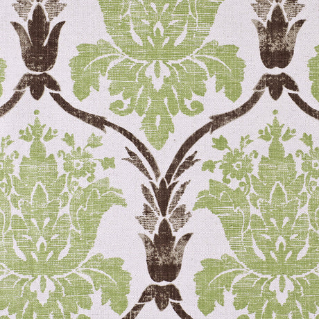 Green/Brown Grand Floral Print Cotton-Blend Woven