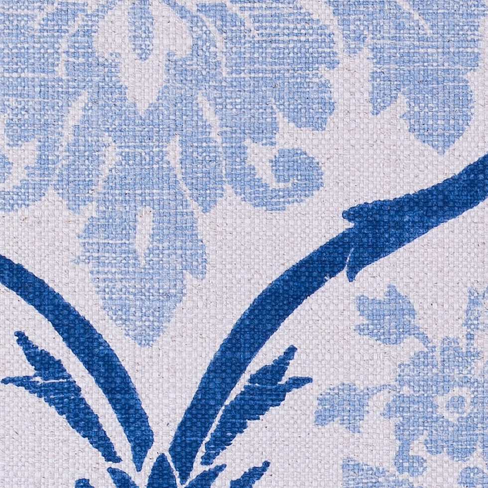 Blue Grand Floral Print Cotton-Blend Woven