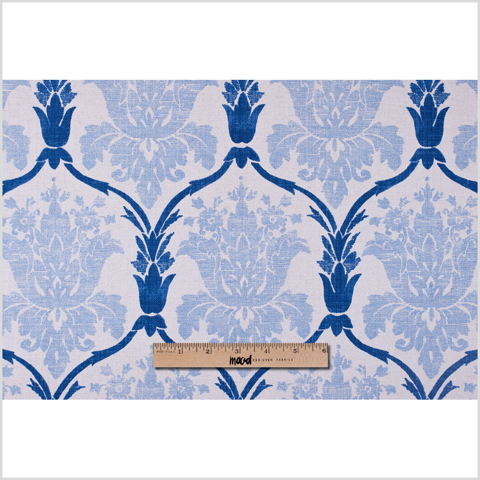 Blue Grand Floral Print Cotton-Blend Woven