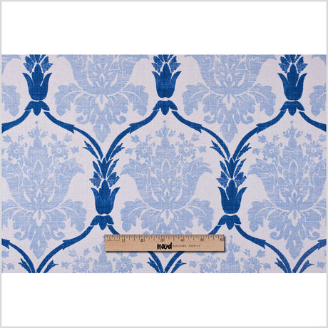 Blue Grand Floral Print Cotton-Blend Woven