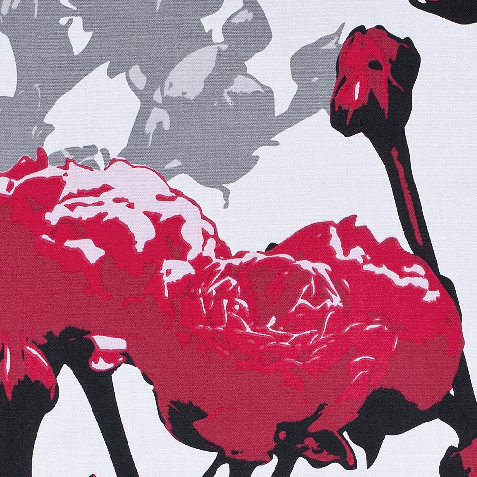 Swedish Giant Roses Red and Gray Cotton