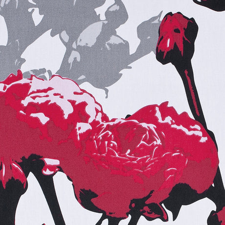 Swedish Giant Roses Red and Gray Cotton