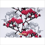 Swedish Giant Roses Red and Gray Cotton